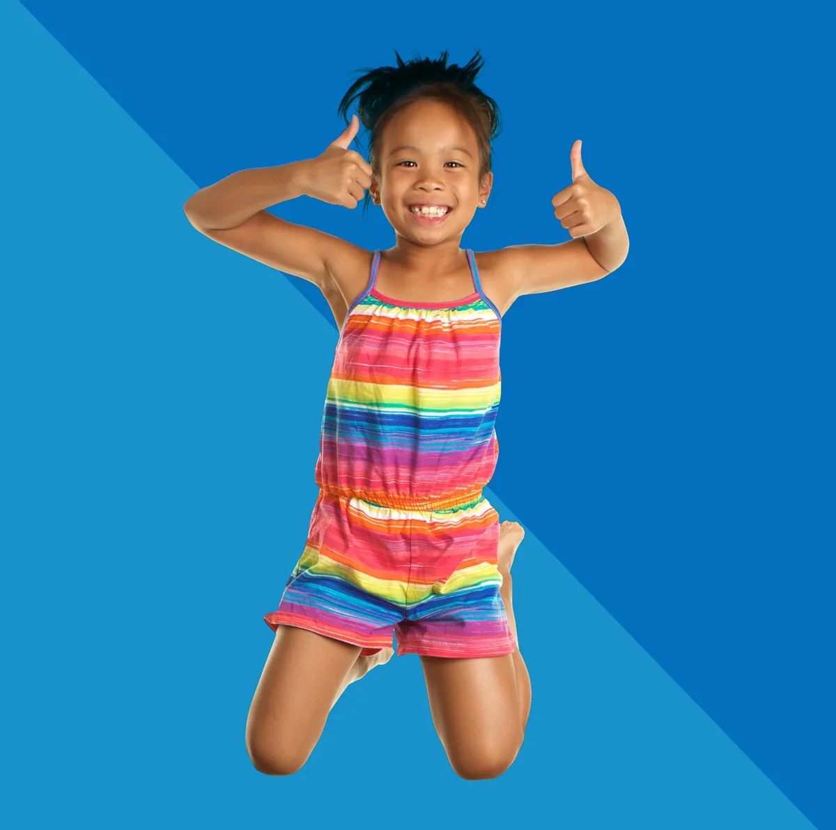 active girl with thumbs up